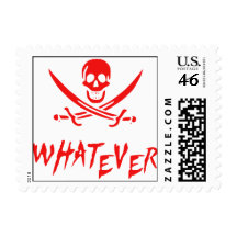 "Apathetic Roger" Pirate {Redbeard} Postage Stamps