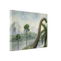 Apatosaurus (Brontosaurus) Eating Illustration Canvas Prints