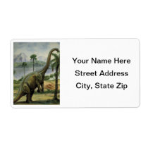 Apatosaurus (Brontosaurus) Eating Illustration Custom Shipping Labels
