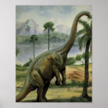 Apatosaurus (Brontosaurus) Eating Illustration Posters