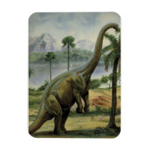 Apatosaurus (Brontosaurus) Eating Illustration Rectangular Magnets
