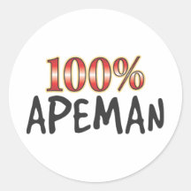Apeman 100 Percent Round Sticker