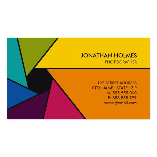 Aperture Colors Photographer business card (front side)