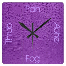 Aphasia in Purple Square Wall Clocks