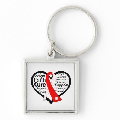 Aplastic Anemia Heart Ribbon Collage Keychains by diseaseapparel