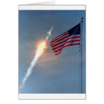 Apollo 11 launch, with flag, NASA Cards