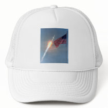 Apollo 11 launch, with flag, NASA hats by harlowandcompany Apollo 11 launch, with flag, NASA hats