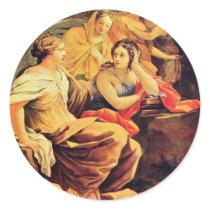 Apollo And The Muses, Detail By Vouet Simon Round Stickers