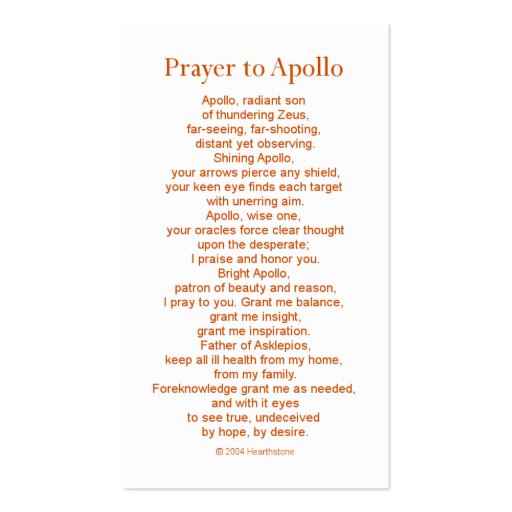 Apollo Prayer Card Business Card Templates