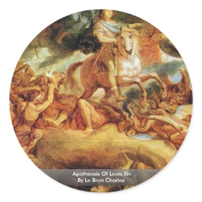 Apotheosis Of Louis Xiv By Le Brun Charles Round Stickers by Artcollection