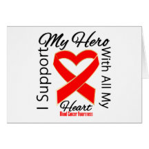 Apoyo a mi héroe - conciencia del cáncer de sangre tarjeta