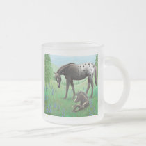 Appaloosa Horse and Foal Frosted Glass Mug