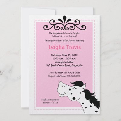 Western Themed Baby Shower Invitations on Appaloosa Horse Girl 5x7 Baby Shower Invitation By Allpetscherished