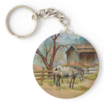 APPALOOSA & OLD BARN  by SHARON SHARPE Key Chains