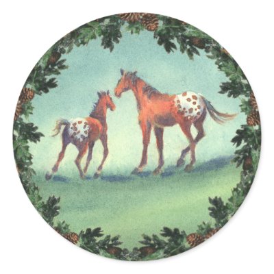 APPALOOSA SPOTS & BOUGHS by SHARON SHARPE Round Sticker by sharonsharpe