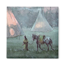 APPALOOSA & TIPI CAMP by SHARON SHARPE Fridge Magnet