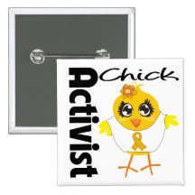 Appendix Cancer Activist Chick Pinback Button