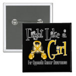 Appendix Cancer Cool Retro Fight Like a Girl buttons