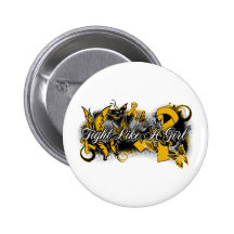 Appendix Cancer Fight Like A Girl Grunge Butterfly Pinback Button