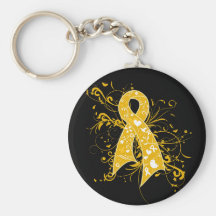Appendix Cancer Floral Swirls Ribbon Key Chains