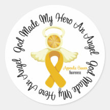 Appendix Cancer God Made My Hero An Angel Round Sticker
