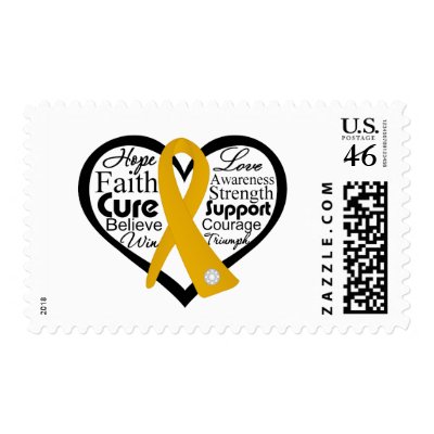 Appendix Cancer Heart Ribbon Collage Postage by cancerapparel