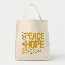 Appendix Cancer Peace Love Cure Tote Bag