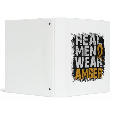 Appendix Cancer Real Men Wear Amber 3 Ring Binders by awarenessgifts