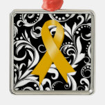 Appendix Cancer Ribbon Deco Noir Christmas Tree Ornaments