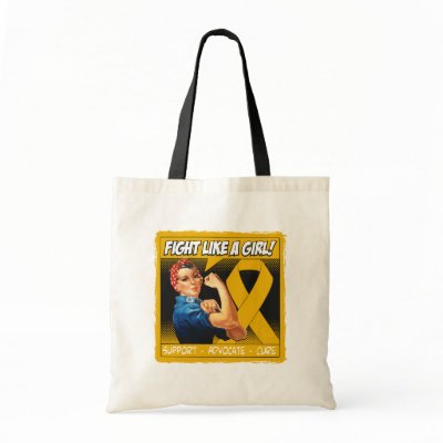 Appendix Cancer Rosie Riveter - Fight Like a Girl Canvas Bags by MissionWeCanDoIt
