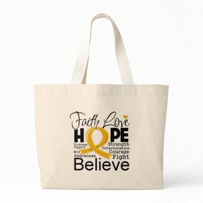 Appendix Cancer Typographic Faith Love Hope Tote Bag by cancerapparel