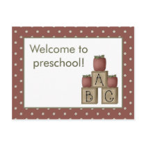 Apple and Blocks Welcome to Preschool Postcard by CSCountry Apple and Blocks Welcome to Preschool Postcard
