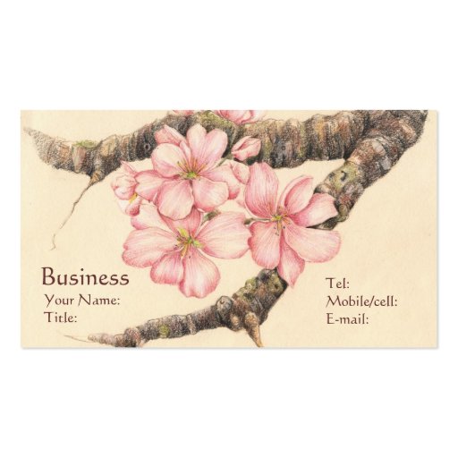 Apple Blossom Branch Business Card Templates (front side)