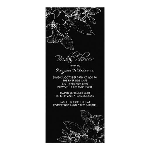 Apple Blossom on Black Bridal Shower Invitation