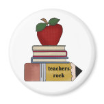 Apple, Books, Pencil Teachers Rock Magnets