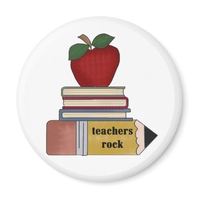 Apple, Books, Pencil Teachers Rock Magnet
