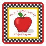Apple & Checkerboard Kitchen Square Stickers