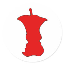 Apple Face Optical Illusion Round Stickers