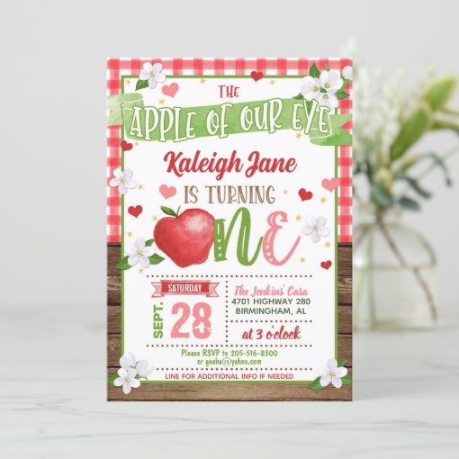 Apple First Birthday Invitation Apple Of Our Eye Zazzle