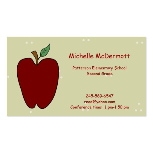 Apple for the Teacher Business Card (front side)