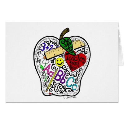 Apple for the teacher greeting cards