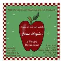 Apple for the Teacher Retirement Party Invitation