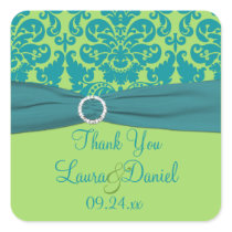 Apple Green and Turquoise Wedding Favor Sticker