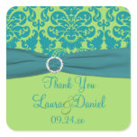 Apple Green and Turquoise Wedding Favor Sticker