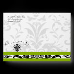 Apple Green Black Bubble Bee Damask Envelopes