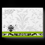 Apple Green Black Bubble Bee Damask Envelopes