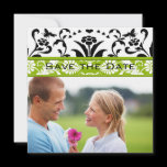 Apple Green Black Bubble Bee Damask Save the Date