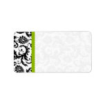 Apple Green & Black Damask Dots Address Label