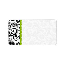 Apple Green & Black Damask Dots Address Label