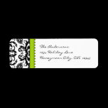 Apple Green & Black Damask Dots Address Labels